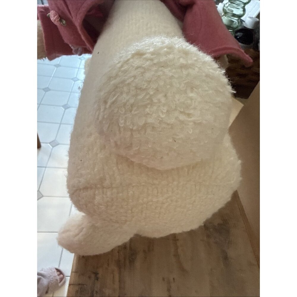 2 Vintage Handmade Bunnies Rabbits Plush Stuffed Animal 15”/9” Wool Lace Glasses - Picture 8 of 16